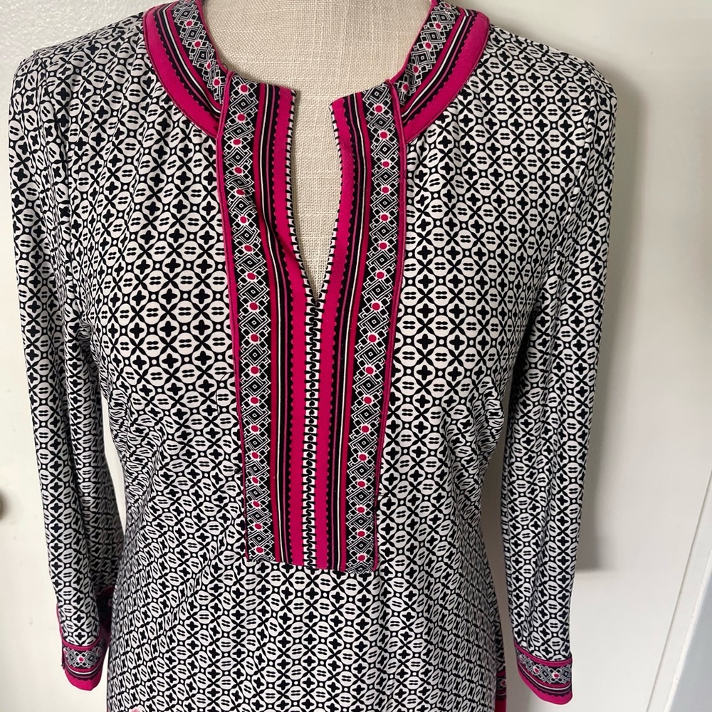 Womens New York & Company Black and Pink Patterned Dress - Picture 2 of 7